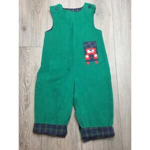 Robert Jackson Plaid Inner Sleeveless Corduroy Overalls Green Size 24 Mons